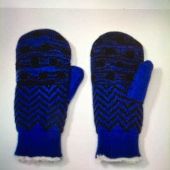 Isotoner Womens SmartDri Knitted Mittens- Blue - Picture 3 of 5